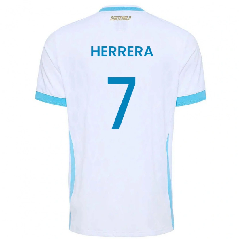 Danxen Män Gwatemala Aarón Herrera #7 Vit Himmelblå Guld Hemmatröja Matchtröjor 26-28 Tröjor T-Tröja