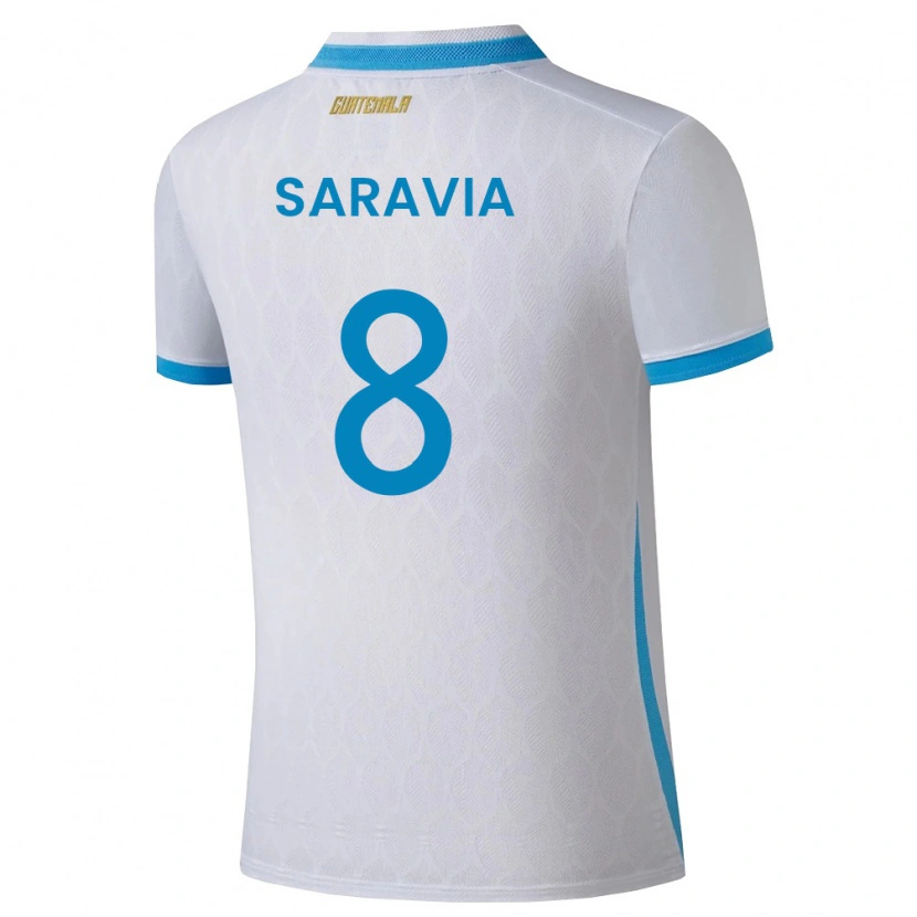 Danxen Män Gwatemala Rodrigo Saravia #8 Vit Himmelblå Guld Hemmatröja Matchtröjor 26-28 Tröjor T-Tröja