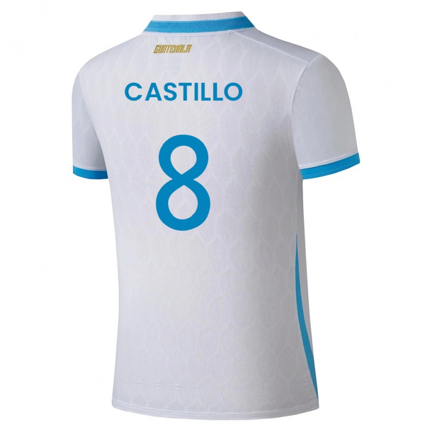 Danxen Män Gwatemala Adrián Castillo #8 Vit Himmelblå Guld Hemmatröja Matchtröjor 26-28 Tröjor T-Tröja