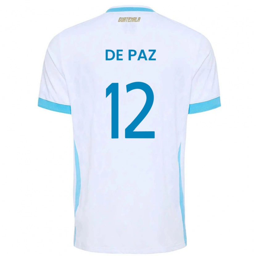 Danxen Män Gwatemala Mario De Paz #12 Vit Himmelblå Guld Hemmatröja Matchtröjor 26-28 Tröjor T-Tröja