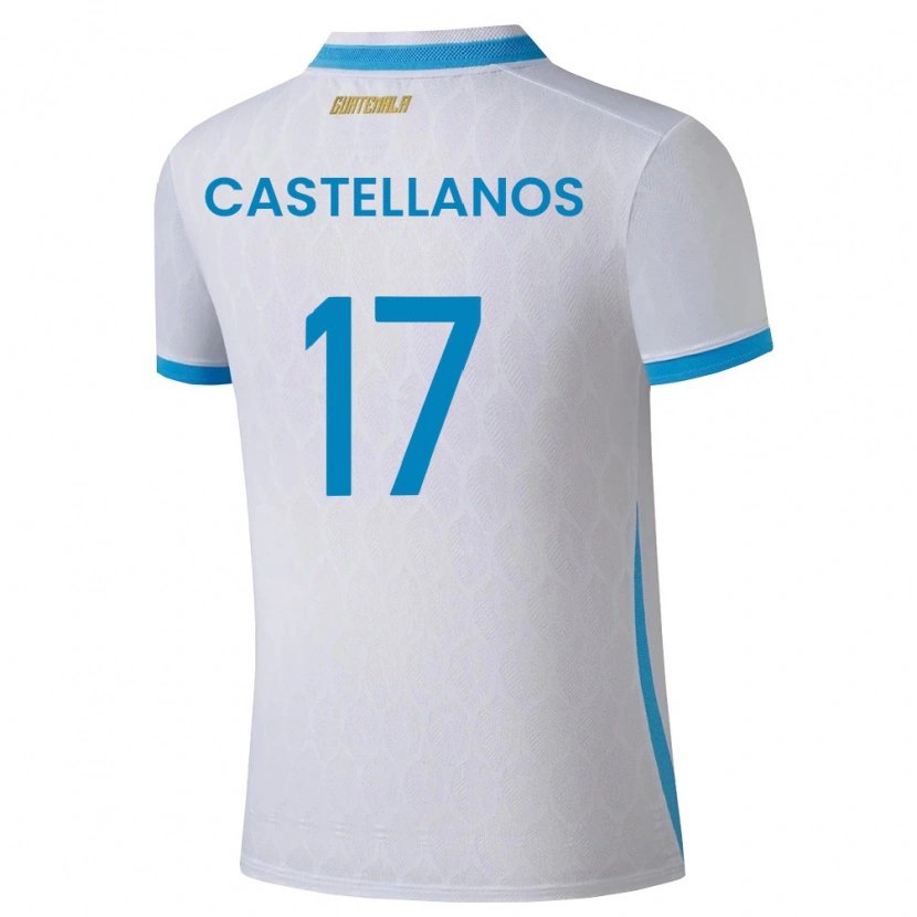 Danxen Män Gwatemala Óscar Castellanos #17 Vit Himmelblå Guld Hemmatröja Matchtröjor 26-28 Tröjor T-Tröja