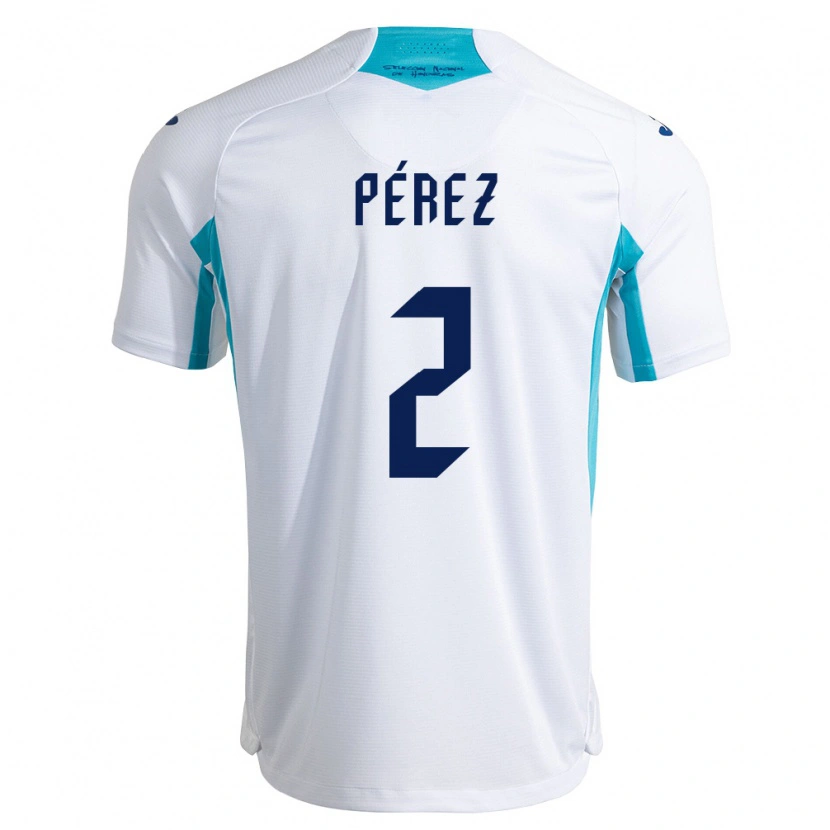 Danxen Män Honduras Kevin Pérez #2 Vit Blå Himmelblå Hemmatröja Matchtröjor 26-28 Tröjor T-Tröja