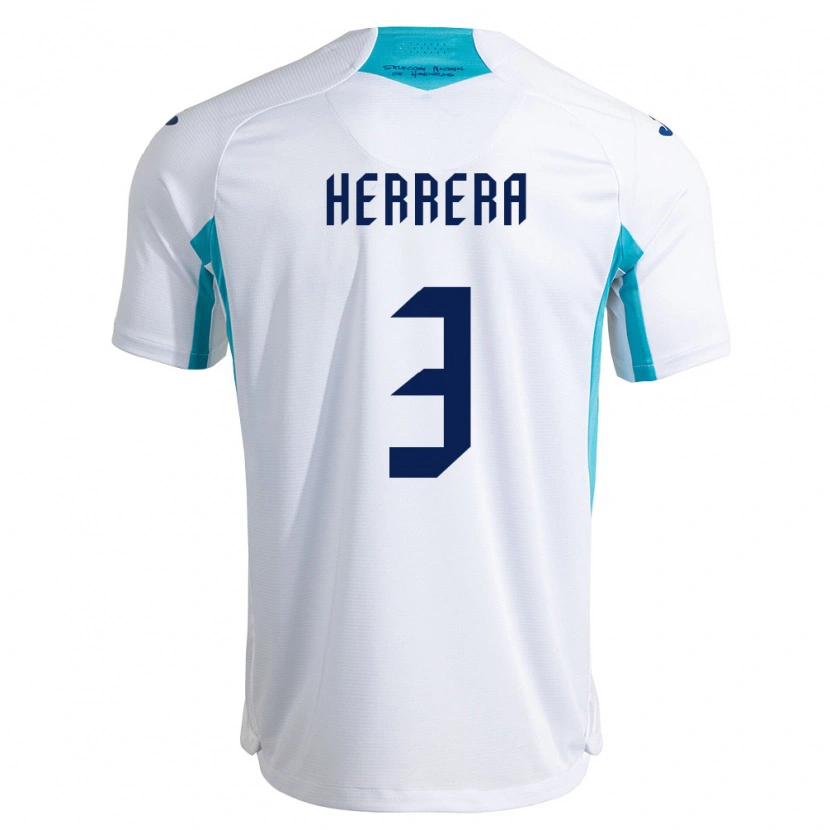 Danxen Män Honduras David Herrera #3 Vit Blå Himmelblå Hemmatröja Matchtröjor 26-28 Tröjor T-Tröja