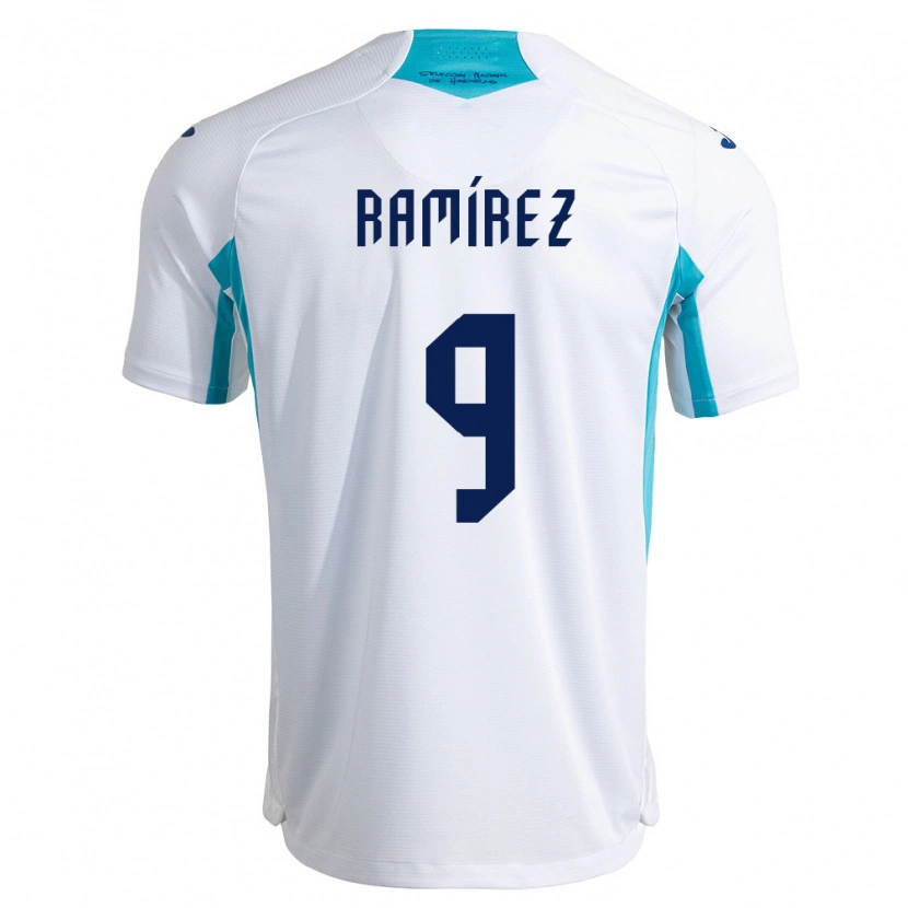 Danxen Män Honduras Truimali Ramírez #9 Vit Blå Himmelblå Hemmatröja Matchtröjor 26-28 Tröjor T-Tröja