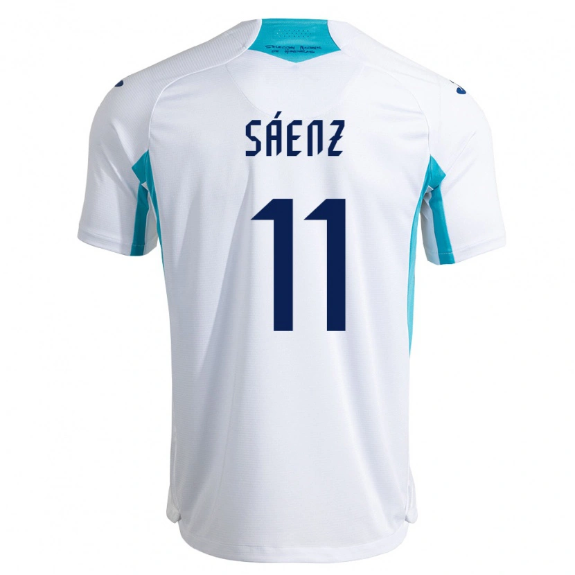 Danxen Män Honduras Bryan Sáenz #11 Vit Blå Himmelblå Hemmatröja Matchtröjor 26-28 Tröjor T-Tröja