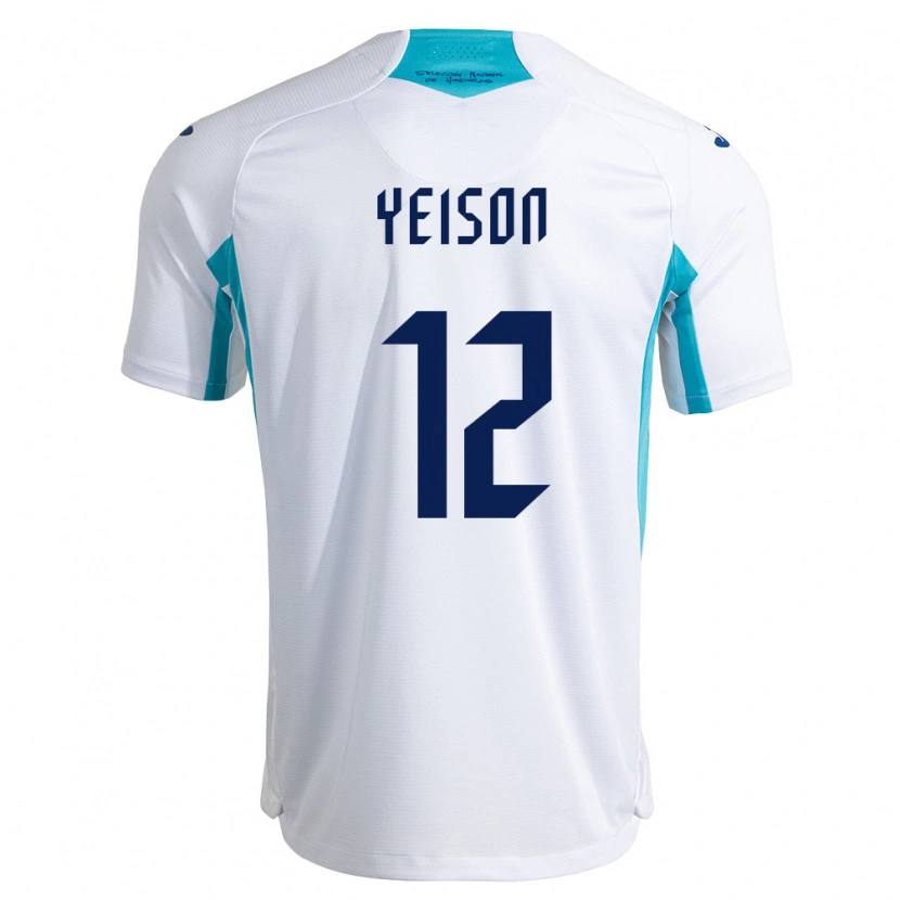 Danxen Män Honduras Yeison Mejía #12 Vit Blå Himmelblå Hemmatröja Matchtröjor 26-28 Tröjor T-Tröja
