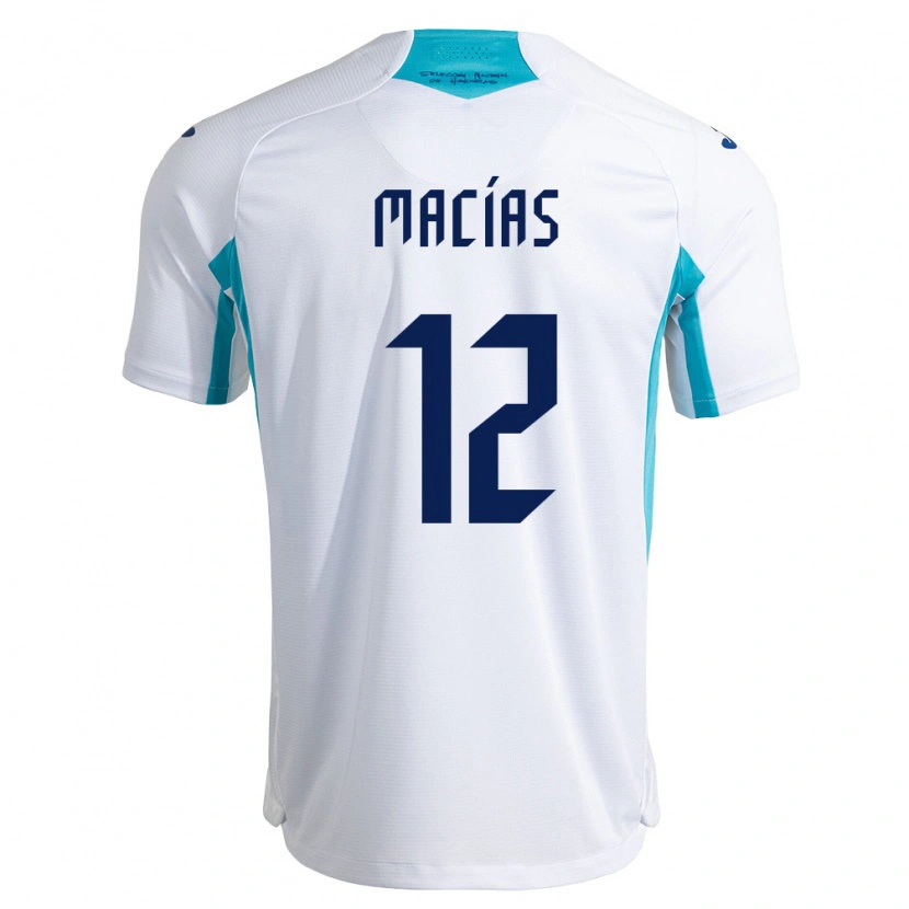 Danxen Män Honduras Owen Macías #12 Vit Blå Himmelblå Hemmatröja Matchtröjor 26-28 Tröjor T-Tröja