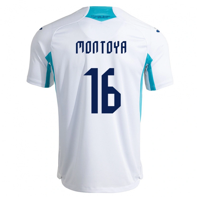 Danxen Män Honduras Luis Montoya #16 Vit Blå Himmelblå Hemmatröja Matchtröjor 26-28 Tröjor T-Tröja