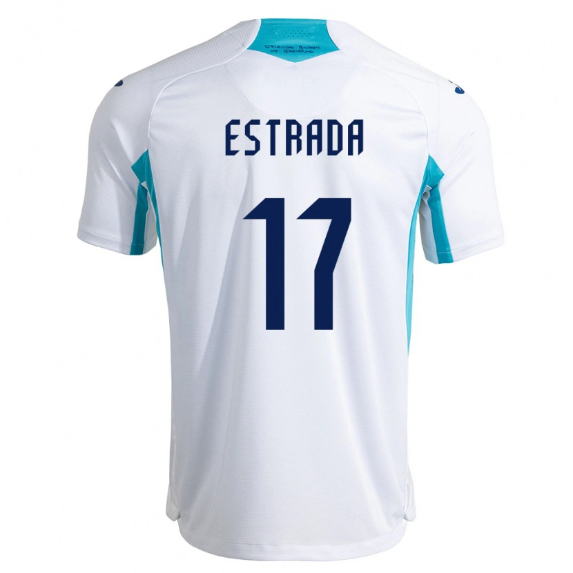 Danxen Män Honduras Saúl Estrada #17 Vit Blå Himmelblå Hemmatröja Matchtröjor 26-28 Tröjor T-Tröja