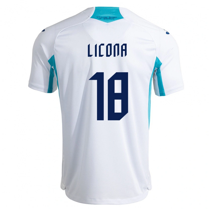 Danxen Män Honduras Marlon Licona #18 Vit Blå Himmelblå Hemmatröja Matchtröjor 26-28 Tröjor T-Tröja