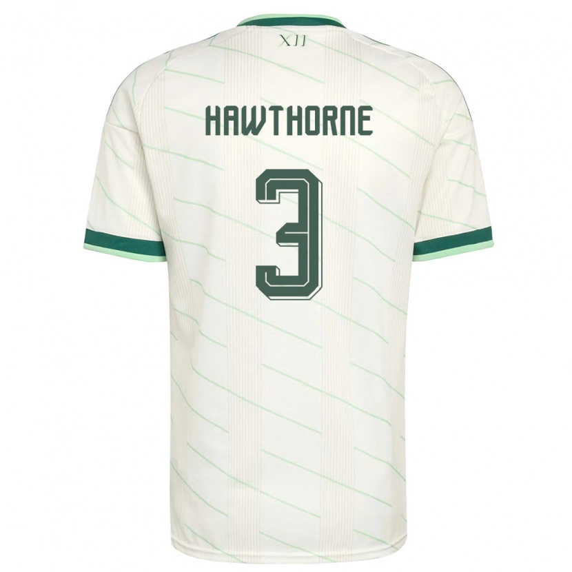 Danxen Män Nordirland Keevan Hawthorne #3 Vit Grön Bortatröja Matchtröjor 26-28 Tröjor T-Tröja