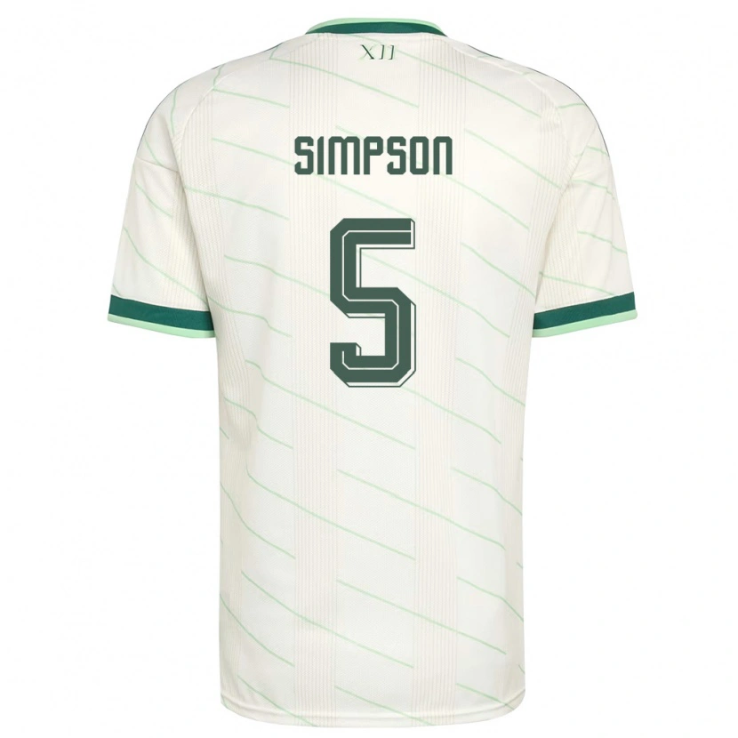 Danxen Män Nordirland James Simpson #5 Vit Grön Bortatröja Matchtröjor 26-28 Tröjor T-Tröja