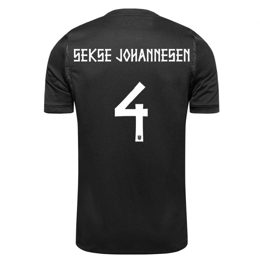 Danxen Män Norge Mats Sekse Johannesen #4 Svart Bortatröja Matchtröjor 26-28 Tröjor T-Tröja