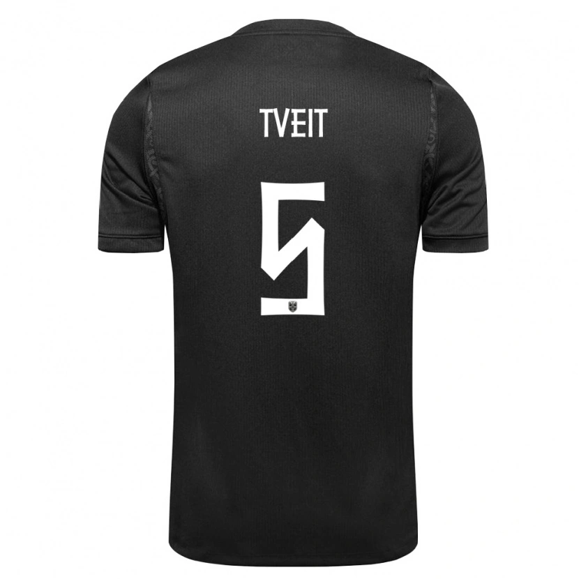 Danxen Män Norge Aksel Tveit #5 Svart Bortatröja Matchtröjor 26-28 Tröjor T-Tröja