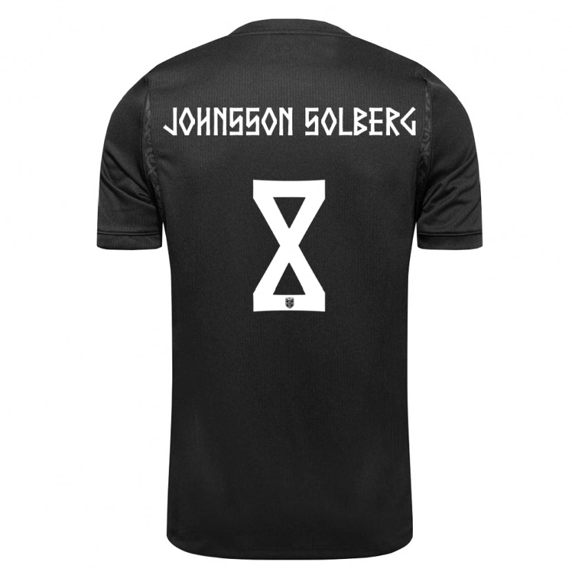 Danxen Män Norge Elias Johnsson Solberg #8 Svart Bortatröja Matchtröjor 26-28 Tröjor T-Tröja