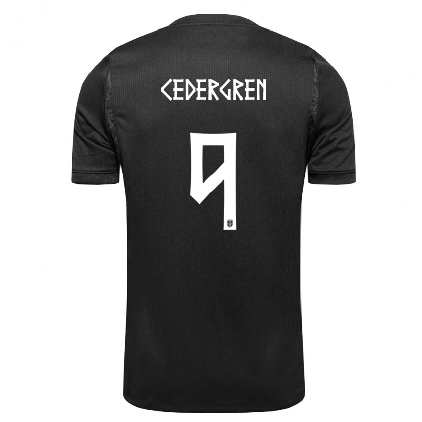 Danxen Män Norge Abel Cedergren #9 Svart Bortatröja Matchtröjor 26-28 Tröjor T-Tröja