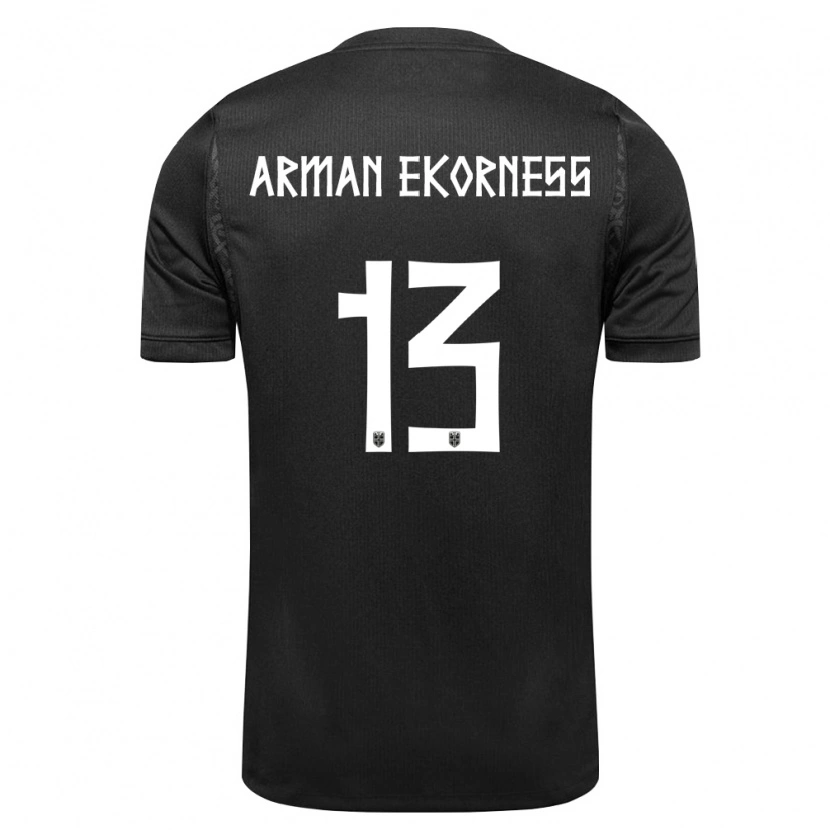 Danxen Män Norge Karsten Arman Ekorness #13 Svart Bortatröja Matchtröjor 26-28 Tröjor T-Tröja
