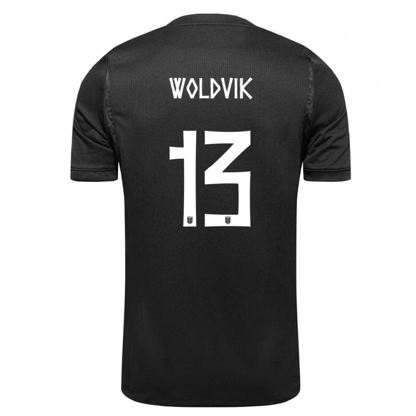 Danxen Män Norge Emilie Woldvik #13 Svart Bortatröja Matchtröjor 26-28 Tröjor T-Tröja