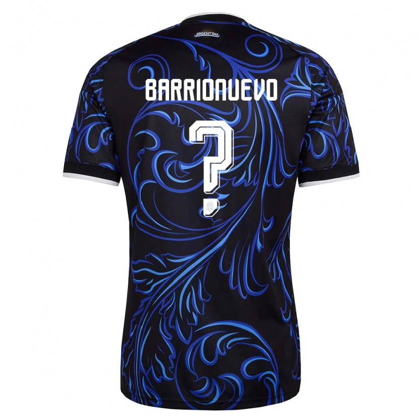 Danxen Män Argentina Emiliano Barrionuevo #0 Svart Vit Himmelblå Bortatröja Matchtröjor 26-28 Tröjor T-Tröja