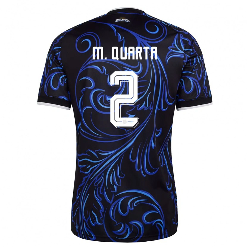 Danxen Män Argentina Lucas Martínez Quarta #2 Svart Vit Himmelblå Bortatröja Matchtröjor 26-28 Tröjor T-Tröja
