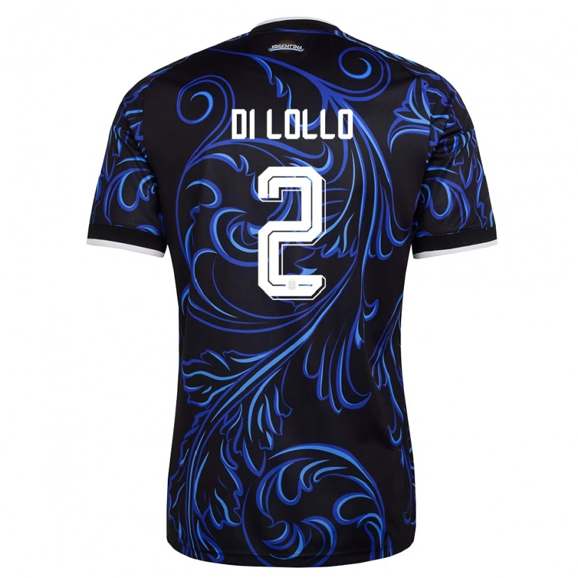 Danxen Män Argentina Lautaro Di Lollo #2 Svart Vit Himmelblå Bortatröja Matchtröjor 26-28 Tröjor T-Tröja