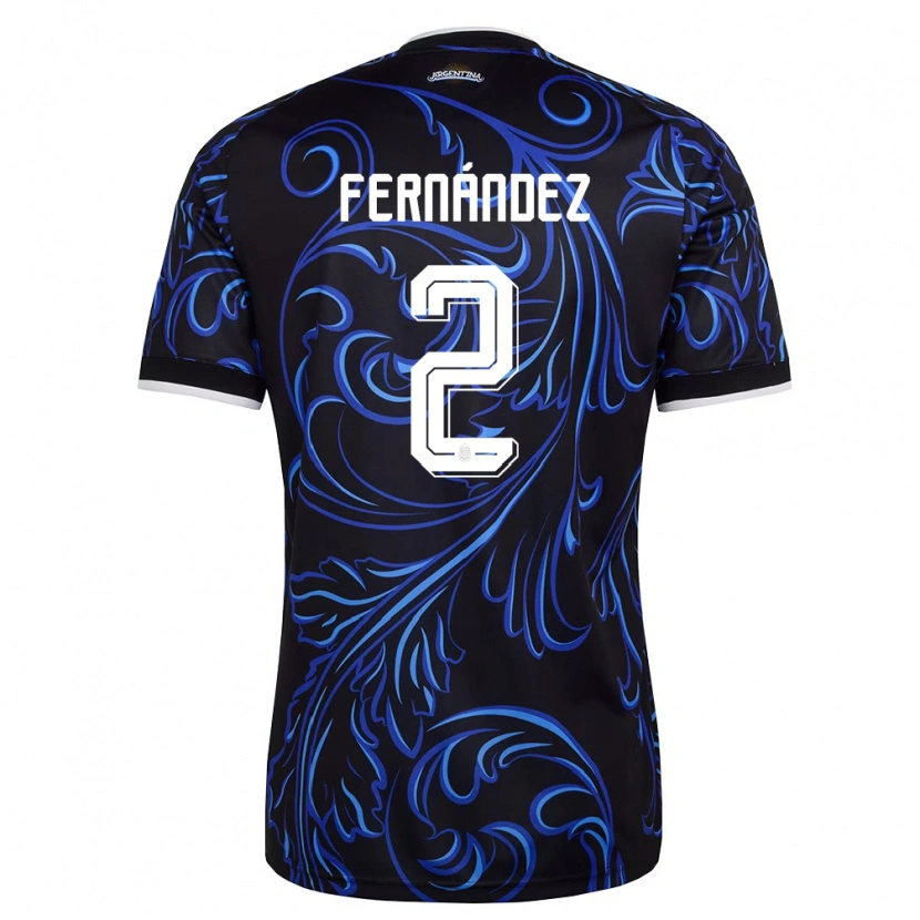 Danxen Män Argentina Damián Fernández #2 Svart Vit Himmelblå Bortatröja Matchtröjor 26-28 Tröjor T-Tröja