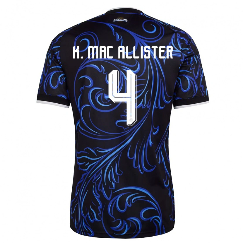 Danxen Män Argentina Kevin Mac Allister #4 Svart Vit Himmelblå Bortatröja Matchtröjor 26-28 Tröjor T-Tröja