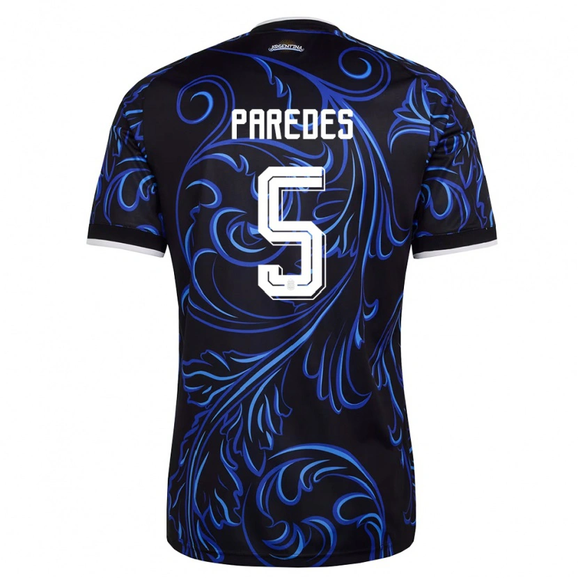 Danxen Män Argentina Leandro Paredes #5 Svart Vit Himmelblå Bortatröja Matchtröjor 26-28 Tröjor T-Tröja