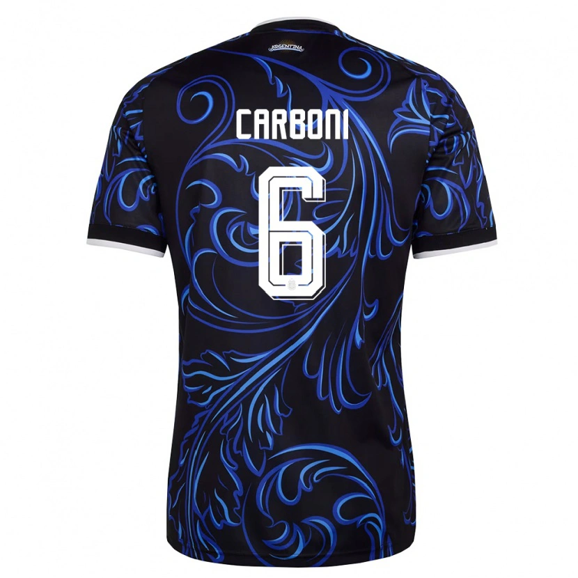 Danxen Män Argentina Franco Carboni #6 Svart Vit Himmelblå Bortatröja Matchtröjor 26-28 Tröjor T-Tröja