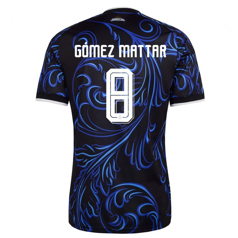 Danxen Män Argentina Jerónimo Gómez Mattar #8 Svart Vit Himmelblå Bortatröja Matchtröjor 26-28 Tröjor T-Tröja