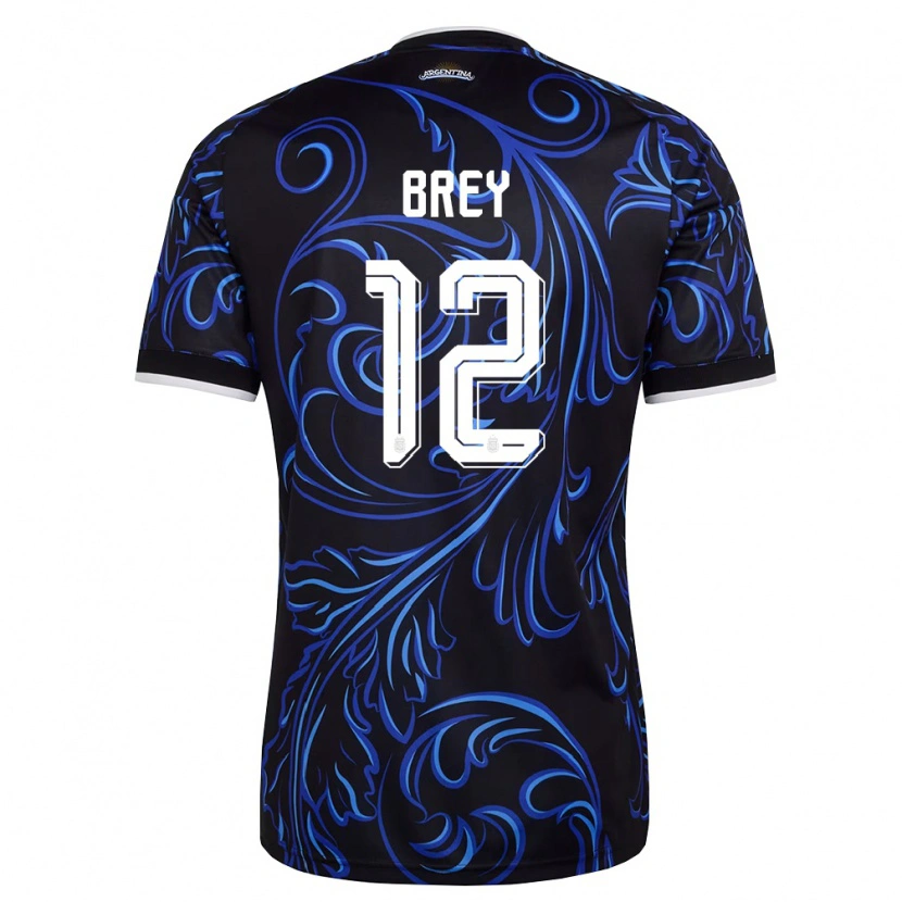 Danxen Män Argentina Leandro Brey #12 Svart Vit Himmelblå Bortatröja Matchtröjor 26-28 Tröjor T-Tröja