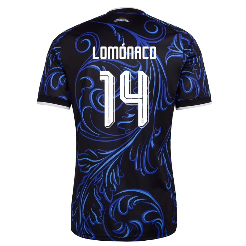 Danxen Män Argentina Kevin Lomónaco #14 Svart Vit Himmelblå Bortatröja Matchtröjor 26-28 Tröjor T-Tröja