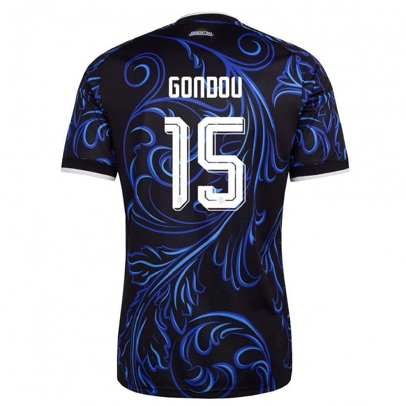 Danxen Män Argentina Luciano Gondou #15 Svart Vit Himmelblå Bortatröja Matchtröjor 26-28 Tröjor T-Tröja