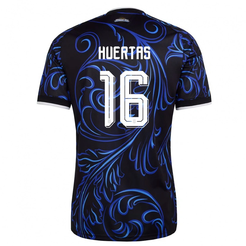 Danxen Män Argentina Valentino Huertas #16 Svart Vit Himmelblå Bortatröja Matchtröjor 26-28 Tröjor T-Tröja