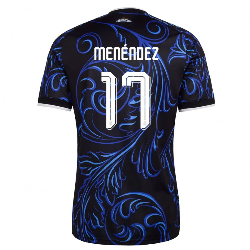 Danxen Män Argentina Milagros Menendez #17 Svart Vit Himmelblå Bortatröja Matchtröjor 26-28 Tröjor T-Tröja