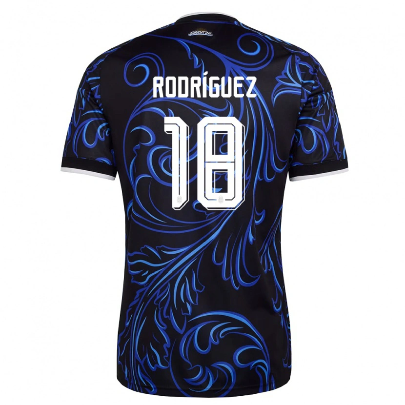 Danxen Män Argentina Guido Rodriguez #18 Svart Vit Himmelblå Bortatröja Matchtröjor 26-28 Tröjor T-Tröja