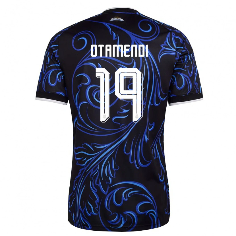 Danxen Män Argentina Nicolás Otamendi #19 Svart Vit Himmelblå Bortatröja Matchtröjor 26-28 Tröjor T-Tröja