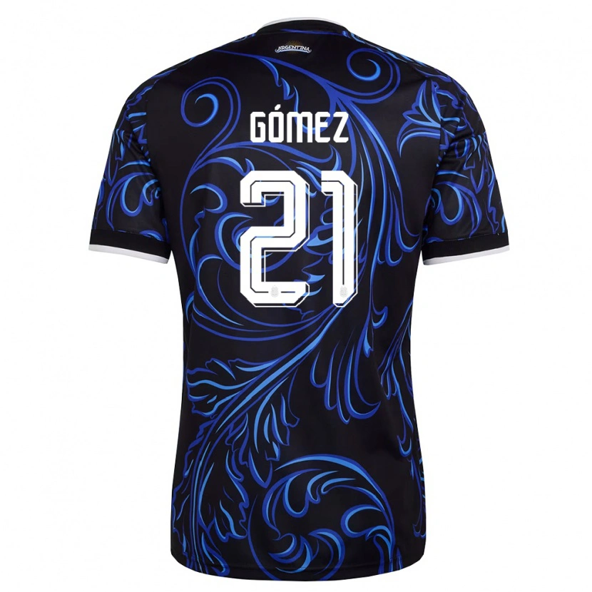 Danxen Män Argentina Alain Gómez #21 Svart Vit Himmelblå Bortatröja Matchtröjor 26-28 Tröjor T-Tröja