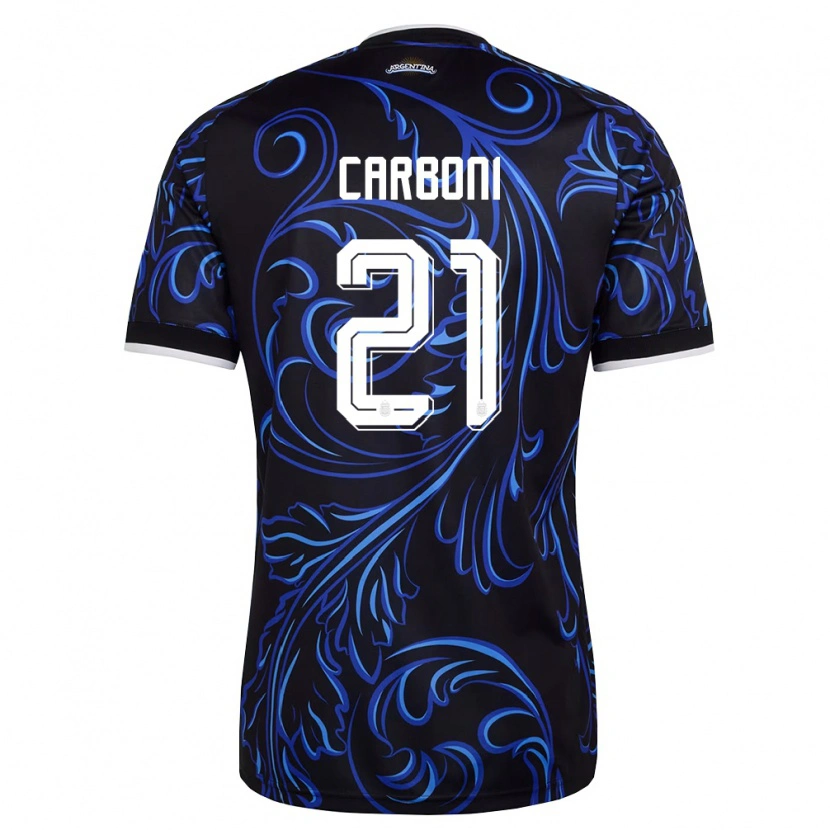 Danxen Män Argentina Valentin Carboni #21 Svart Vit Himmelblå Bortatröja Matchtröjor 26-28 Tröjor T-Tröja