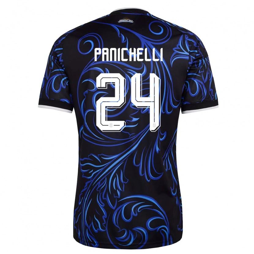 Danxen Män Argentina Joaquín Panichelli #24 Svart Vit Himmelblå Bortatröja Matchtröjor 26-28 Tröjor T-Tröja