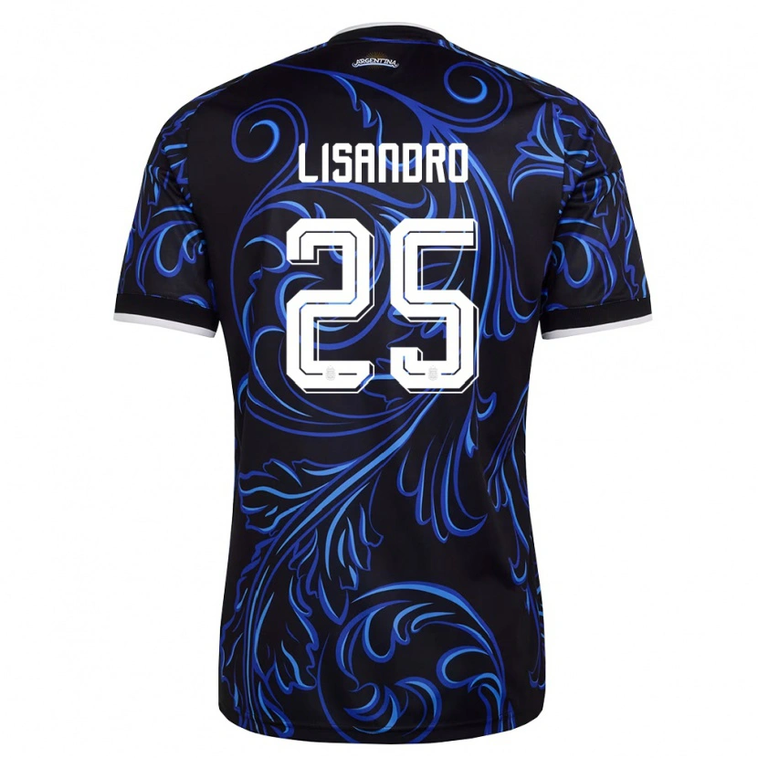 Danxen Män Argentina Lisandro Martinez #25 Svart Vit Himmelblå Bortatröja Matchtröjor 26-28 Tröjor T-Tröja
