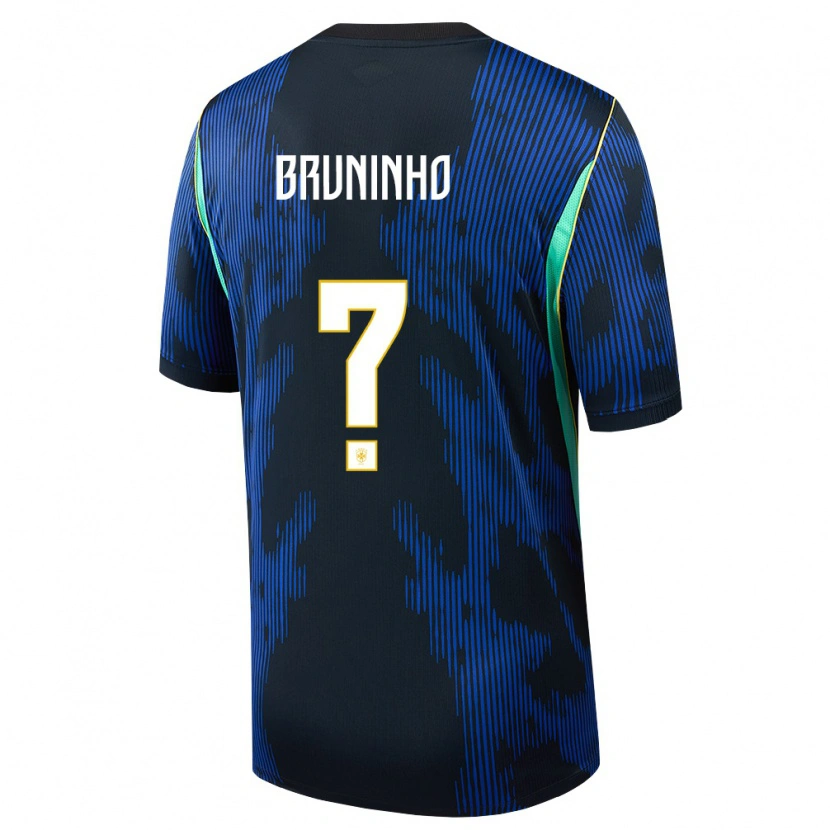 Danxen Män Brasilien Bruninho #0 Blå Marin Gul Bortatröja Matchtröjor 26-28 Tröjor T-Tröja