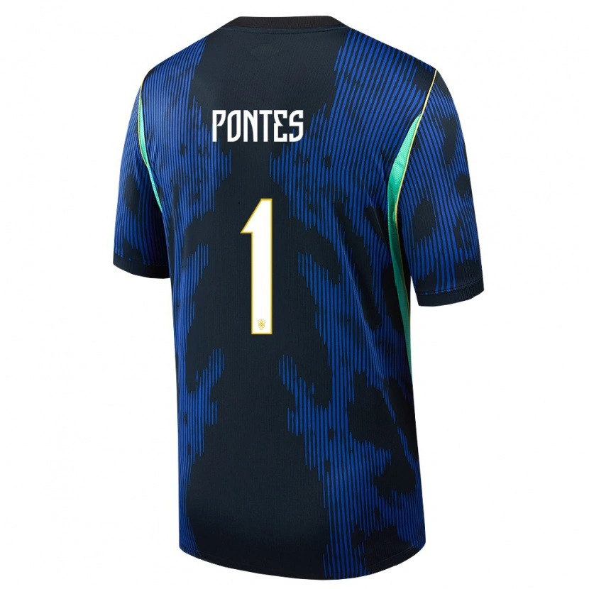 Danxen Män Brasilien Mycael Pontes #1 Blå Marin Gul Bortatröja Matchtröjor 26-28 Tröjor T-Tröja