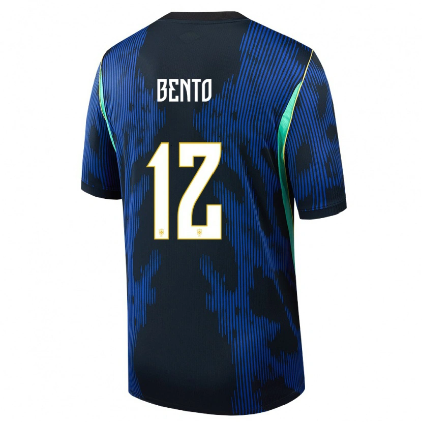 Danxen Män Brasilien Bento #12 Blå Marin Gul Bortatröja Matchtröjor 26-28 Tröjor T-Tröja