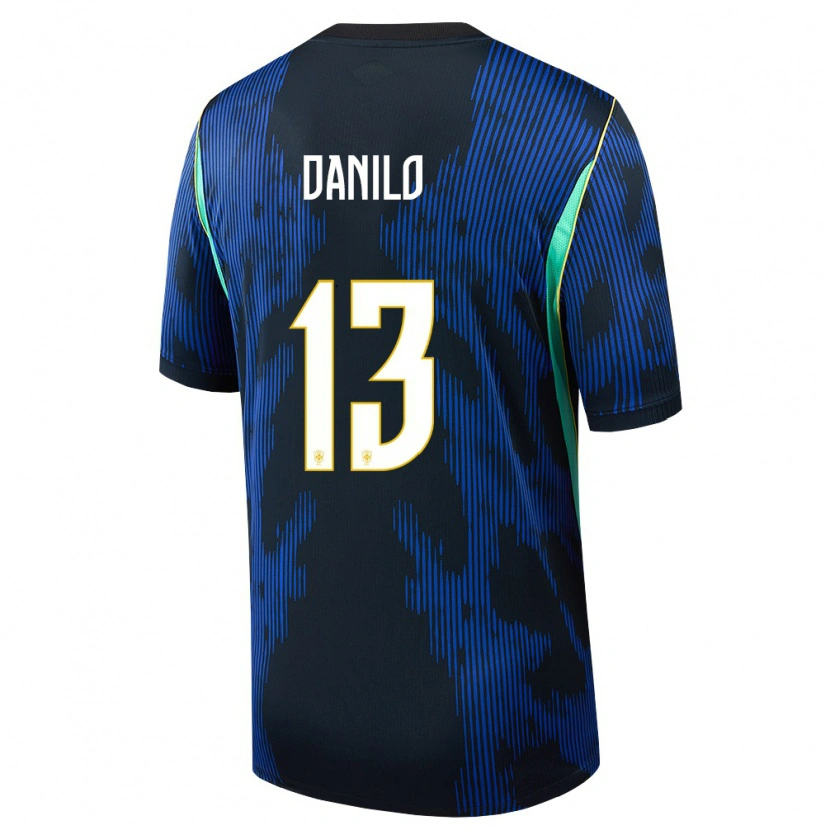 Danxen Män Brasilien Danilo #13 Blå Marin Gul Bortatröja Matchtröjor 26-28 Tröjor T-Tröja