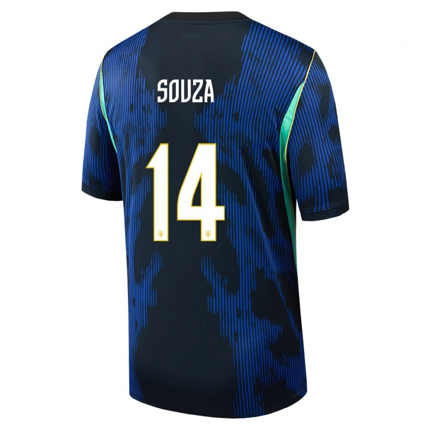 Danxen Män Brasilien João Souza #14 Blå Marin Gul Bortatröja Matchtröjor 26-28 Tröjor T-Tröja