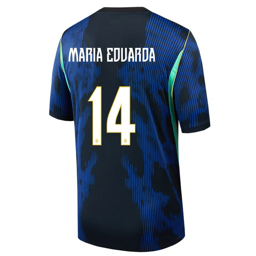 Danxen Män Brasilien Maria Eduarda #14 Blå Marin Gul Bortatröja Matchtröjor 26-28 Tröjor T-Tröja