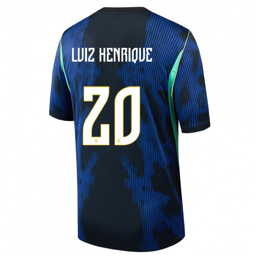 Danxen Män Brasilien Luiz Henrique #20 Blå Marin Gul Bortatröja Matchtröjor 26-28 Tröjor T-Tröja
