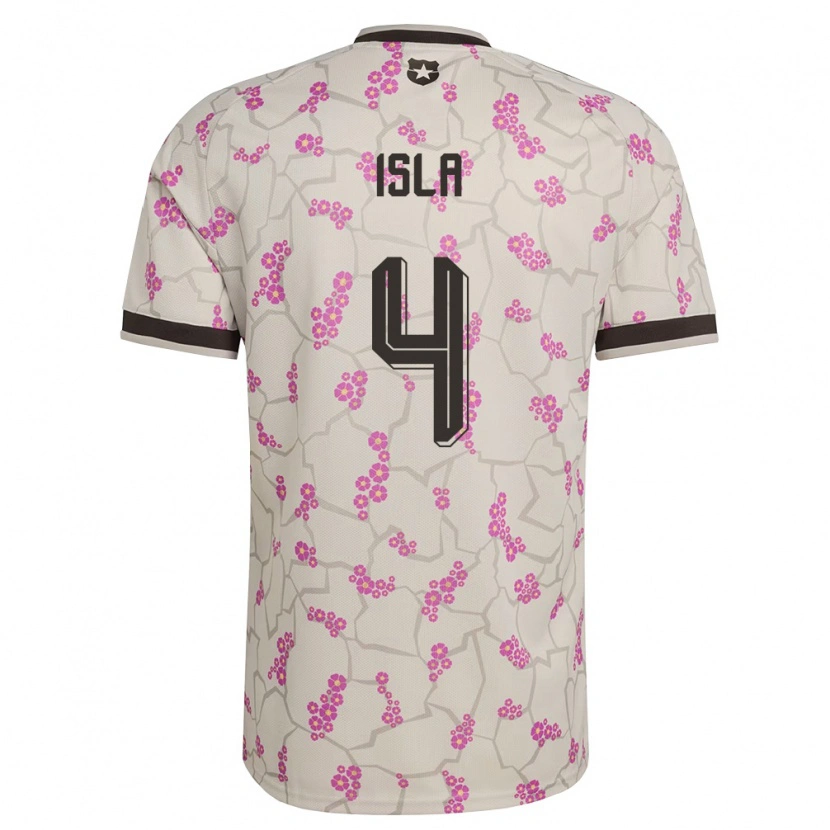 Danxen Män Chile Mauricio Isla #4 Vit Lila Bortatröja Matchtröjor 26-28 Tröjor T-Tröja