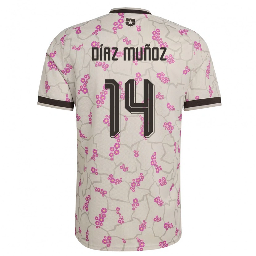 Danxen Män Chile Cristian Díaz Muñoz #14 Vit Lila Bortatröja Matchtröjor 26-28 Tröjor T-Tröja